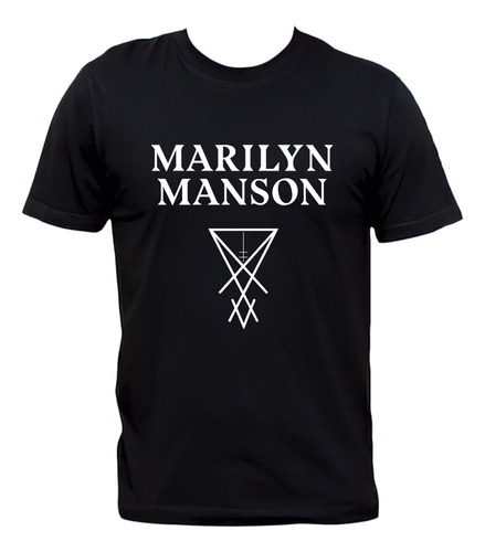 Remera Marilyn Manson Logo Metal Industrial Algodón Premium
