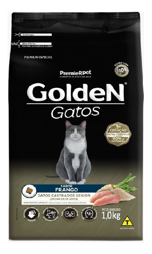 Ração P/ Gatos Senior Castrados Sabor Frango 1kg Golden Full