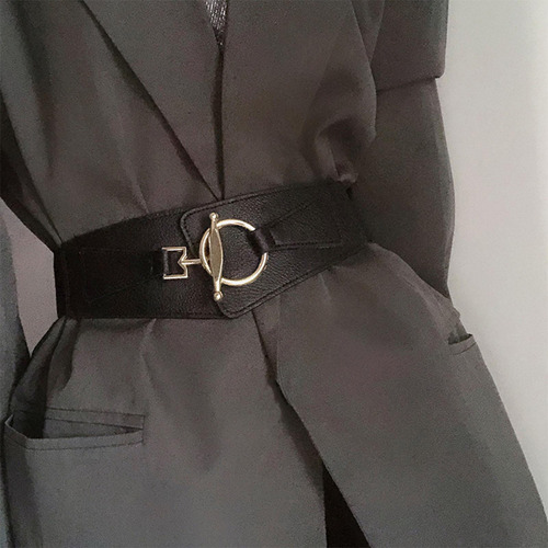 Cinturón Elástico Con Hebilla Ancha Para Mujer, Cintura