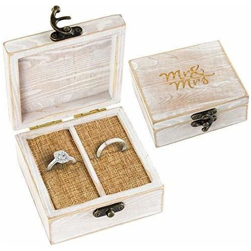 Caja De Madera Para Anillos De Boda Y Joyería Para Par...