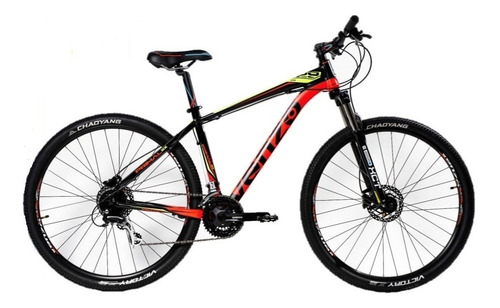 Mountain bike Venzo Primal Ex R29 18" 24v frenos de disco hidráulico cambios Shimano Altus M313 y Shimano Tourney TX800 color negro/rojo/amarillo  