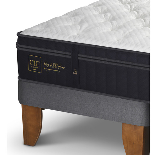 Cama Europea Super Premium 2p Bd Respaldo New Torino Caramel Azul