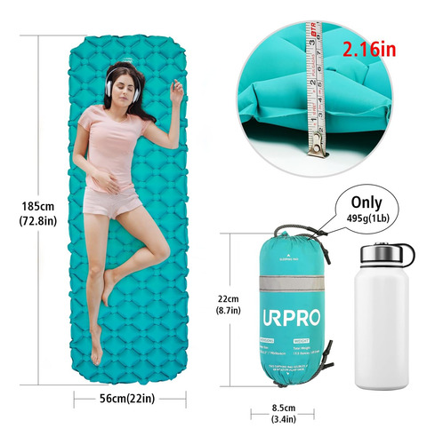 Colchoneta Inflable Para Acampar - Design Ergonomico - Verde