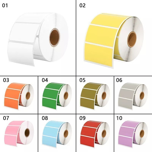 5 Rollos De Etiquetas Adhesivas Térmicas De Colores De 50 X