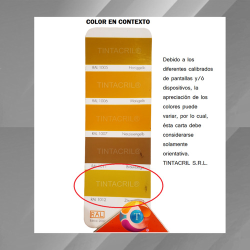 Pintura Epoxi Ral 1012 Kit X 4.5 Lts. Amarillo Limón Brillante