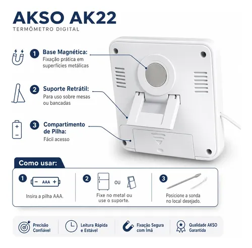 Termômetro Digital Ak22 Freezer Geladeira Original Akso | Frete grátis