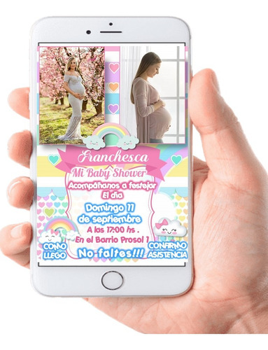Invitacion Baby Shower Lluvia De Amor-con Foto-interactiva