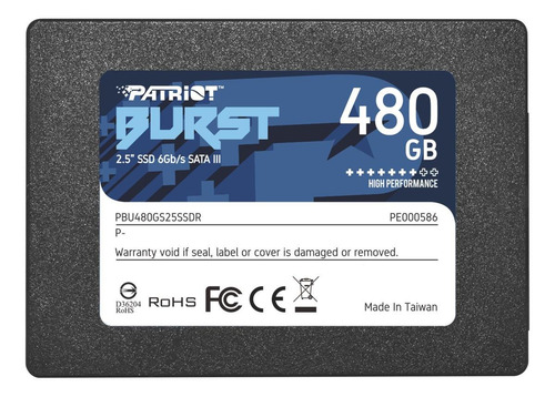 Imagen 1 de 4 de Disco sólido SSD interno Patriot Burst PBU480GS25SSDR 480GB