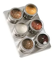 Comprar Set X6 Especieros Frasco Condimenteros Imantados Con Soporte Color Gris