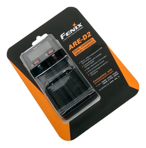 Cargador de pilas Fenix ARE-D2 - USB5Volts entrada