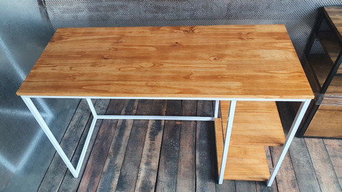 Imagen 7 de 8 de Mesa Escritorio 120x50 Industrial Hierro Madera Laqueado