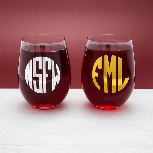 Copas De Vino Con Monograma Bigmouth Fml Y Nsfw