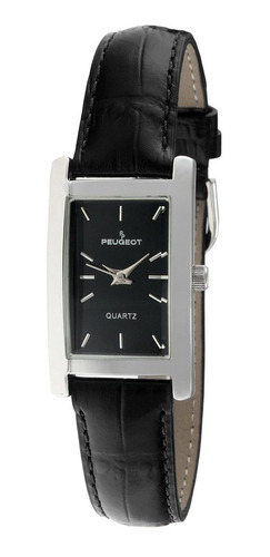 Reloj Mujer Peugeot 3008bk Cuarzo 20mm Pulso Negro En Cuero