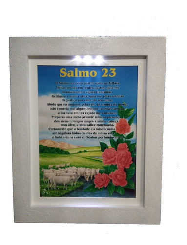 Quadro Salmo 23  Moldura Paspatur Artesanal Led