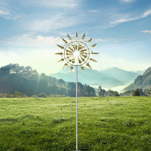 Metal Windmill Garden Decoração De Wind Catcher Dourado.