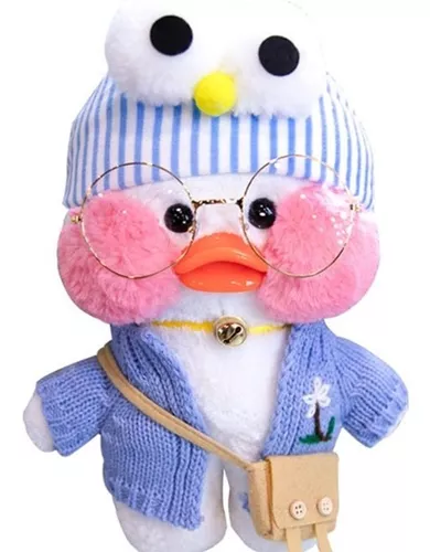 Pato de pelúcia Lalafanfan Rosa 30cm com roupas e acessórios Kawaii Ti