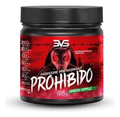Prohibido Hardcore Pre Workout (180g) - Sabor: Green Apple Maçã Verde