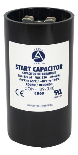 Appli Parts Condensador Capacitor Arranque 189-227 Mfd