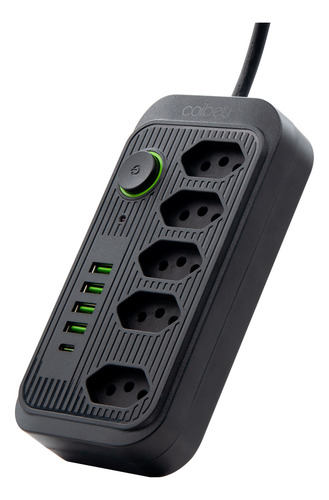 Extensão 5 Tomadas E 4 Usb 1 Pd Led Bivolt Power 110v/220v