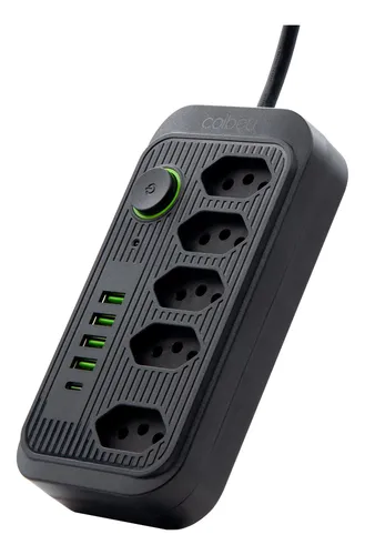 comprar Extensão 5 Tomadas E 4 Usb 1 Pd Led Bivolt Power 110v\u002F220v