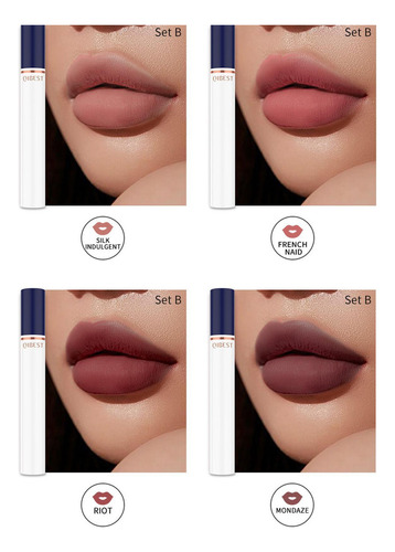 Juego De Brillo De Labios No Pegajoso 4 Barras De Labios Líq