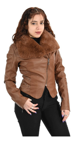 Campera Mujer Corta Elegante Ecocuero Piel Santellon 15552