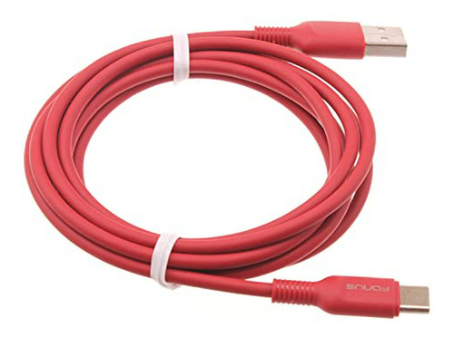 Cable Usb-c De 6ft Rojo Compatible Con Amazon Fire Hd 10 (20