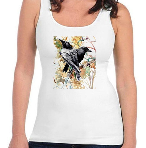 Musculosa Cuervos Arboles Arte Dibujo