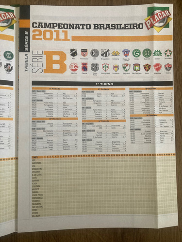 Placar - Guia Brasileirão 2011 - Tabelas Em Branco (Usado)