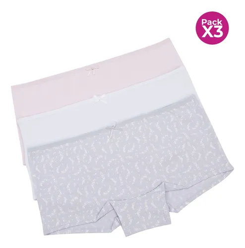 Lili Pink Panty Bóxer Para Adolecentes En Algodón X3 Unidade