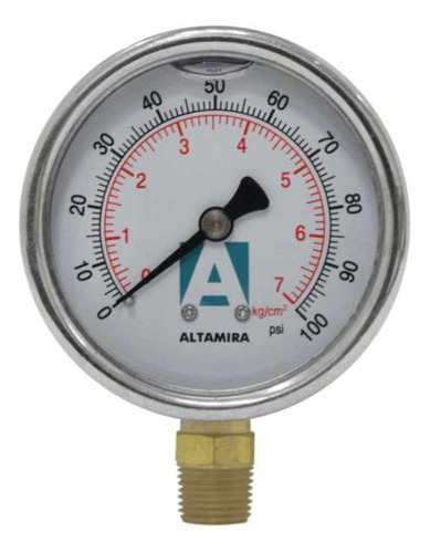 Manómetro Con Glicerina 0-100 Psi Altamira,man0-100g
