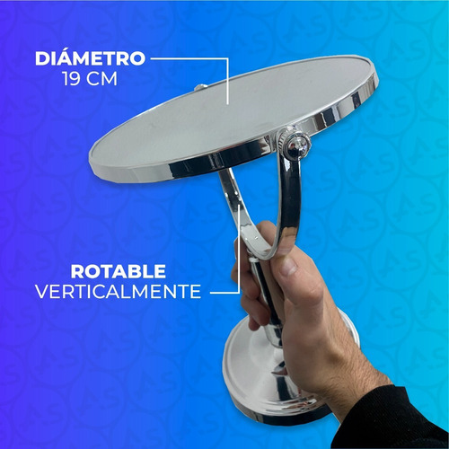 Imagen 4 de 10 de Espejo Cromado De Pie 8 Doble Cara Aumento Desmontable