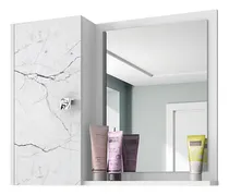 Comprar Gênova Armário de Banheiro Aéreo Espelho Espelheira 1 Porta Cor Branco y carrara