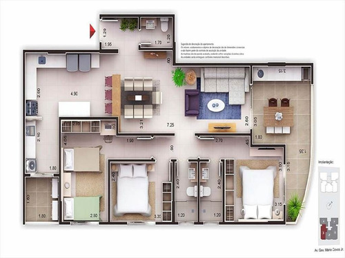 Imagem 10 de 15 de Apartamento, 3 Dorms Com 104 M² - Centro - Mongagua - Ref.: Ita2396 - Ita2396