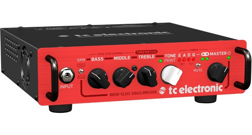 Cabeça de amplificador de baixo elétrico Tc Electronic Bh250 250w cor vermelha