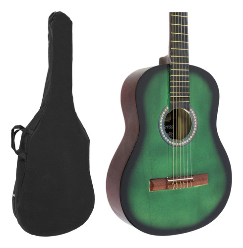 Guitarra Criolla Clasica De Estudio Verde + Funda De Regalo