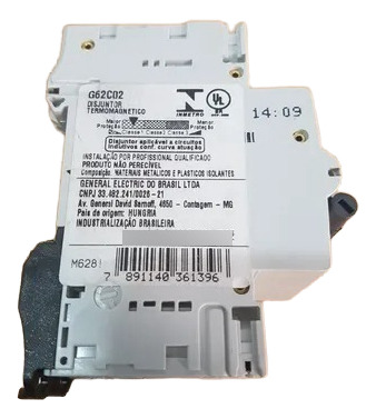 Disjuntor Bipolar Ge 2a G62c02 6ka 50/60hz