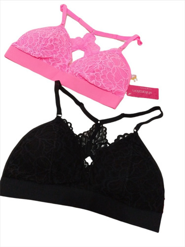 3 Bralette Brasier Con Encaje Xhilaration Negro Talla Chica