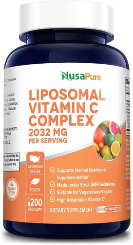 Vitamina C Liposomal 2032mg - 200 Cápsulas Vegetales Con Bi Sabor Sin Sabor