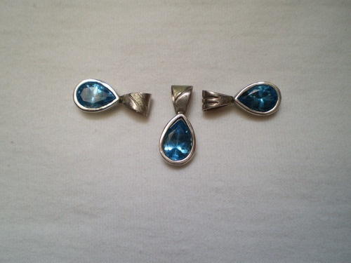 Dije De Plata Con Topacio Azul Celeste, Original