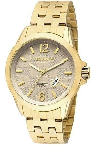 Relógio Masculino Technos Analógico Casual 2115krq/4x Correia Dourado