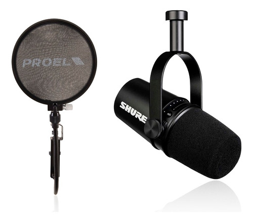 Kit De Micrófono Shure Mv7-k + Pop Filter Proel Apop50