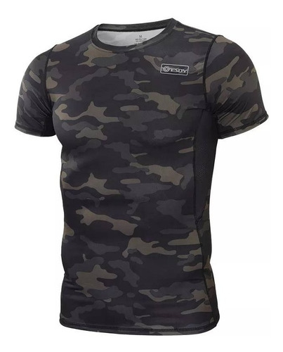 Polera Táctica Militar Esdy Deportes Spandex Multicam Black