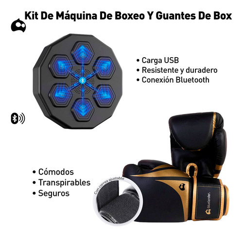 Kit De Maquina De Boxeo Y Guantes De Box Con Velcro 8-12 Oz