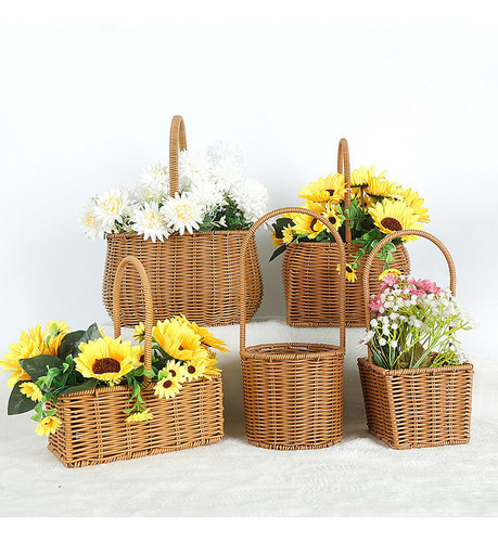 Cesta De Canasta De Manos Canasta De Decoración 15x15x32cm