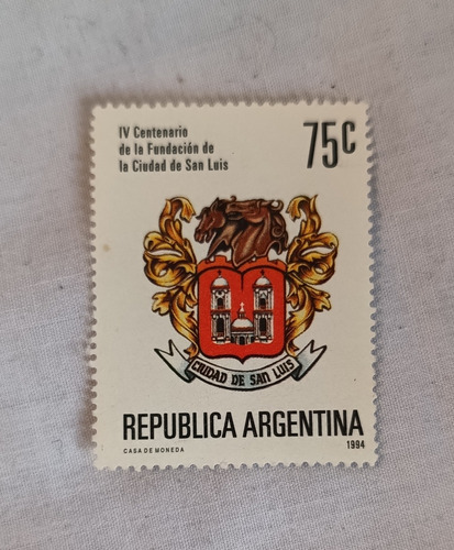 Estampilla Argentina Fundación San Luis 400 Años 1994 25c