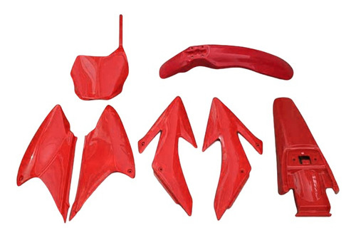Kit Plasticos Crf230 Con Portanumero Rojo Para Moto