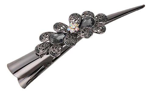2x Pinzas Para El Pelo De Cocodrilo Con Flores De Diamantes