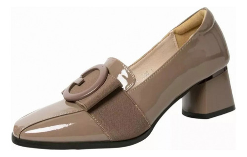 Zapatos Gruesos De Tacón Bajo Con Punta Cerrada Para Mujer,