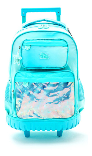 Mochila Escolar Fw Fun World Lovely 18l Color Aqua Diseño De La Tela Lisa